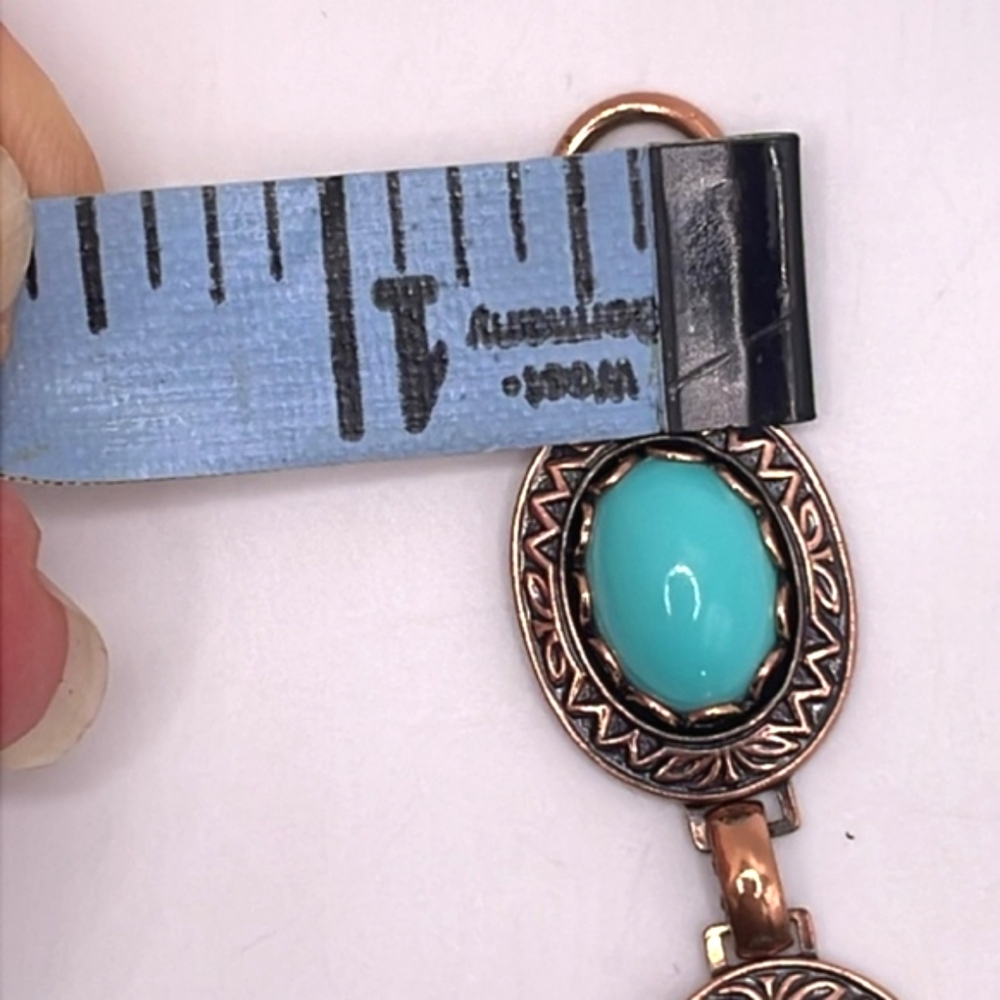 Solid Copper And Simulated Turquoise Southwestern… - image 8